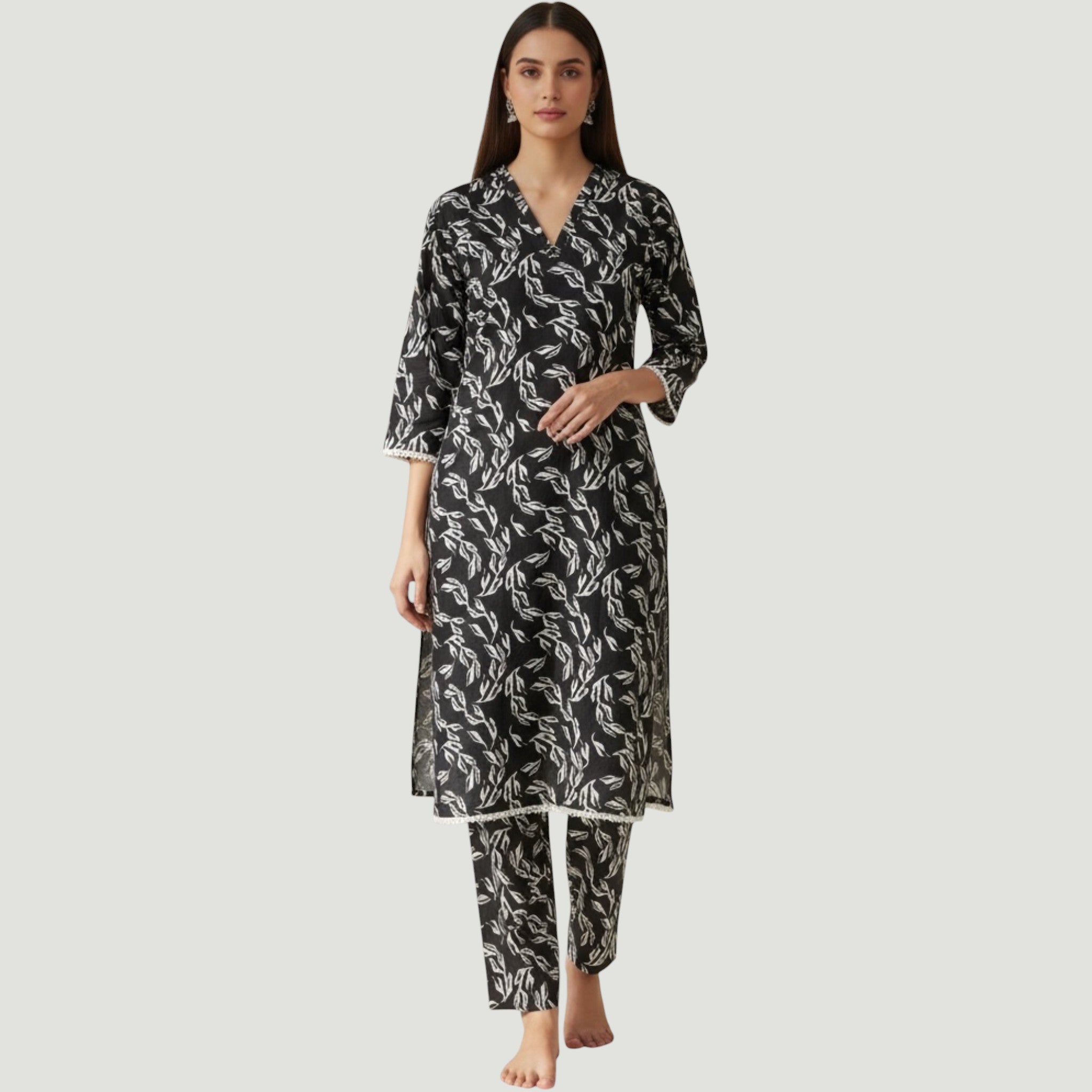 2 Piece Stitched Black and White Lawn Suit - Designer Inspired by Khaadi (BW05)