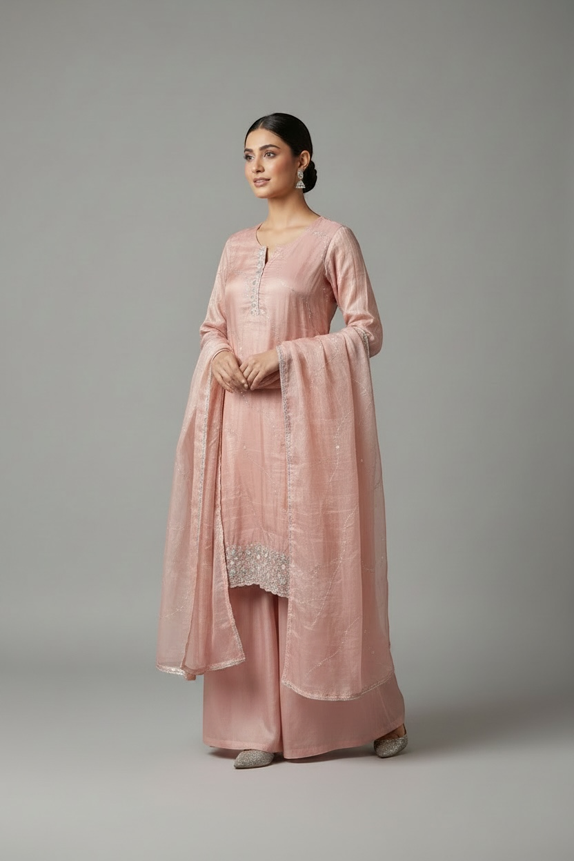 3 Piece Stitched Partywear Organza Suit with Sequin Embellishments (D37)