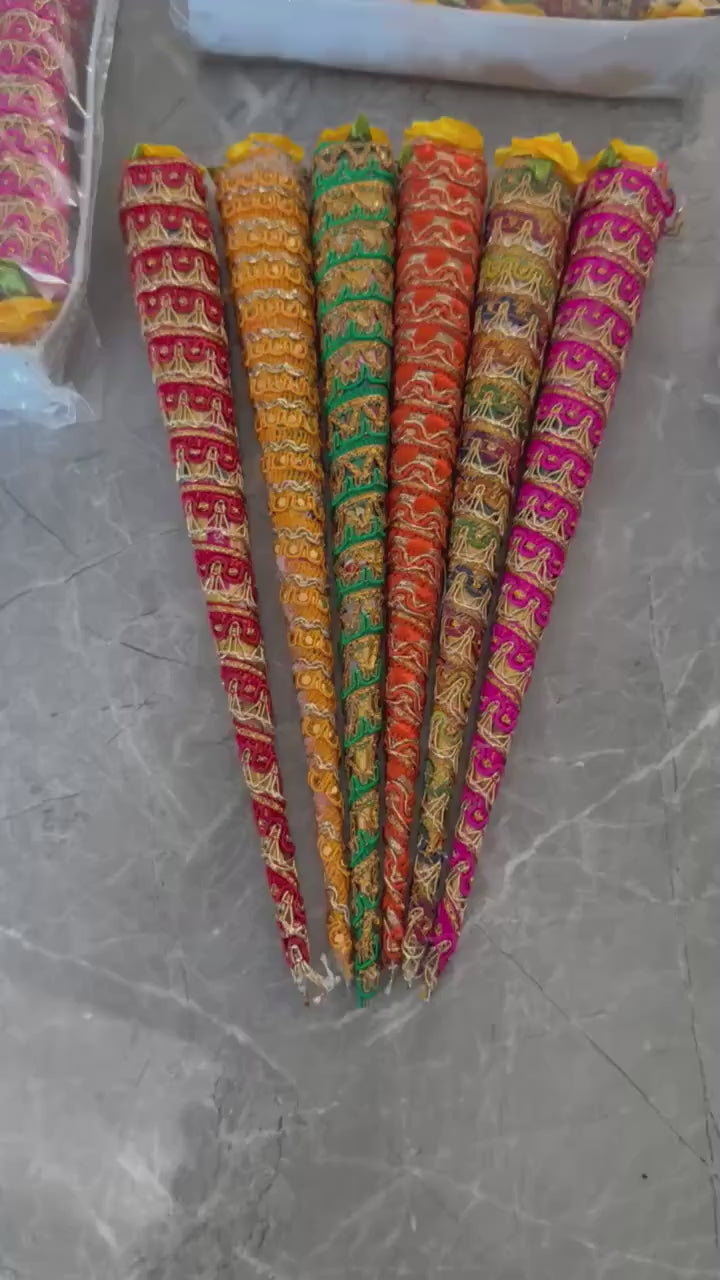 UK Based - 6 Decorated Mehndi Cones - NADRA Mehndi Cones
